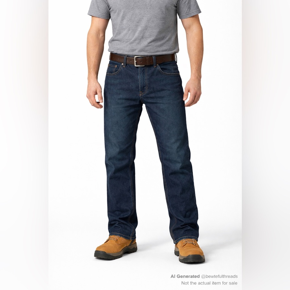 Caterpillar CAT Men’s Dark Blue Work Jeans – W36 L30.5 Durable Stretch